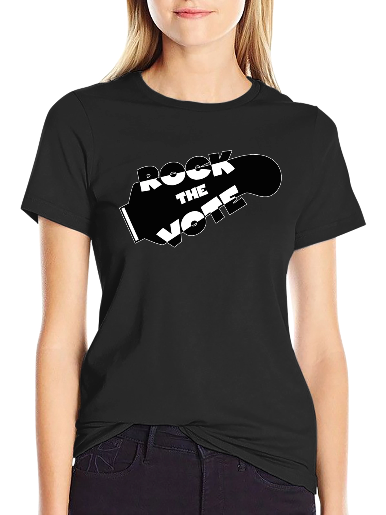 Rock the Vote Graphic Tee - Black Cotton T-Shirt