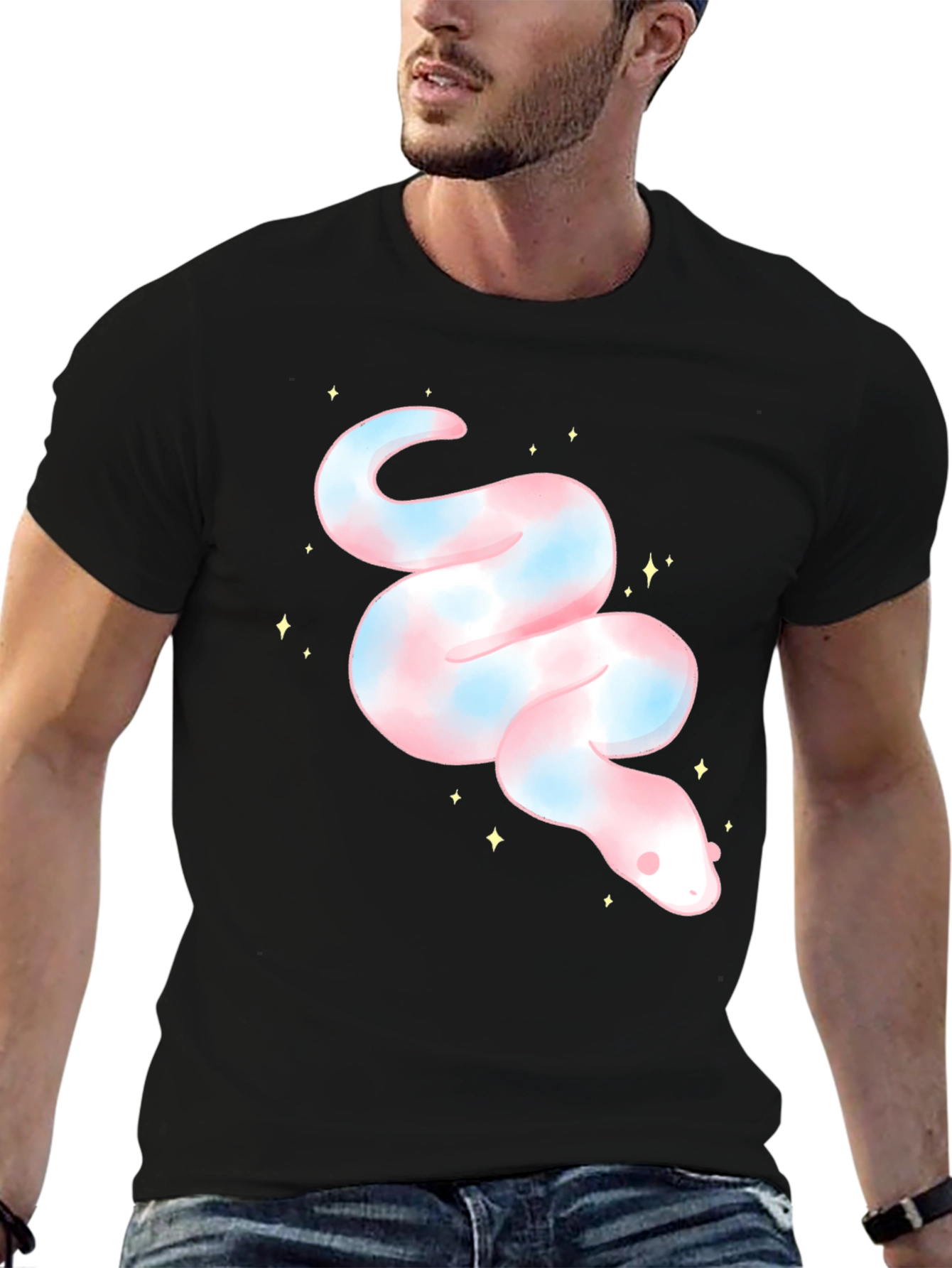 Cute Snake Graphic Tee - Black Unisex T-Shirt