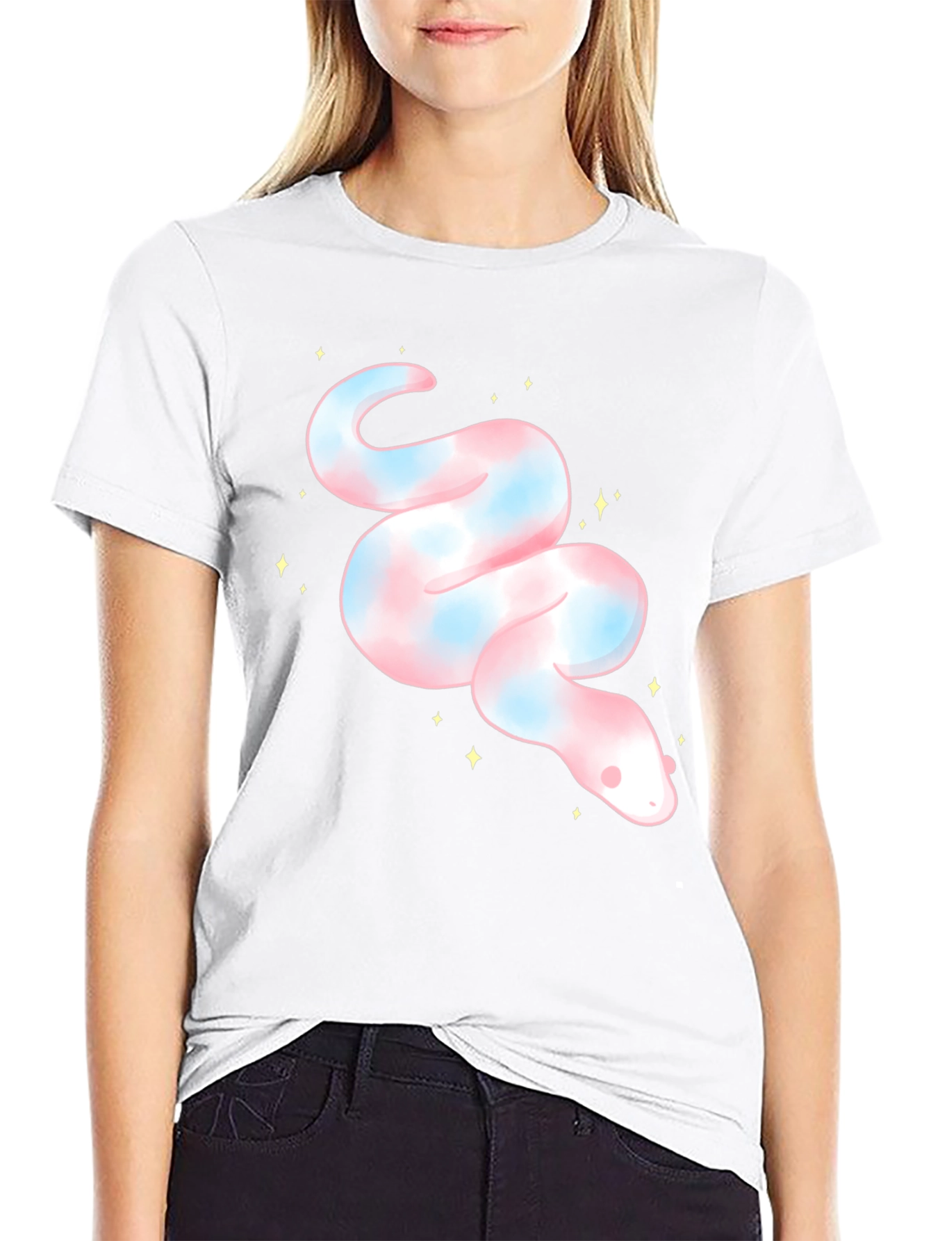 Cute Snake Graphic Tee - Black Unisex T-Shirt