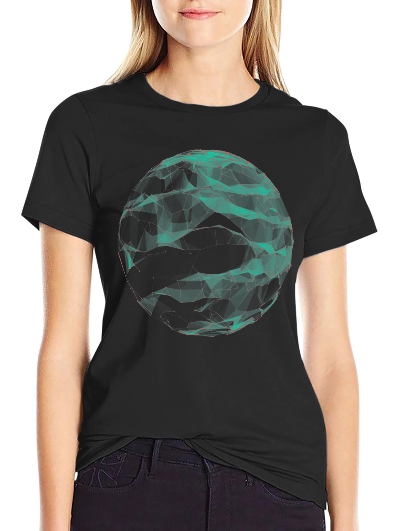 Abstract Sphere Graphic Black Tee