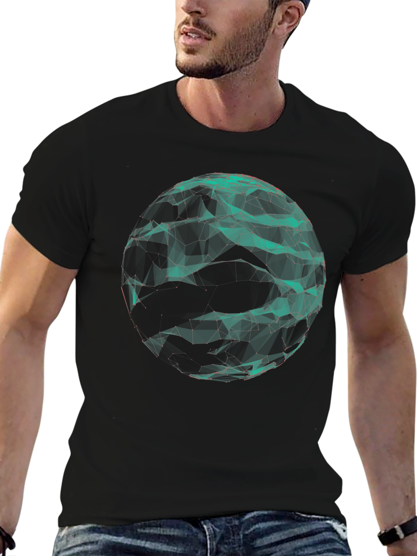 Abstract Sphere Graphic Black Tee