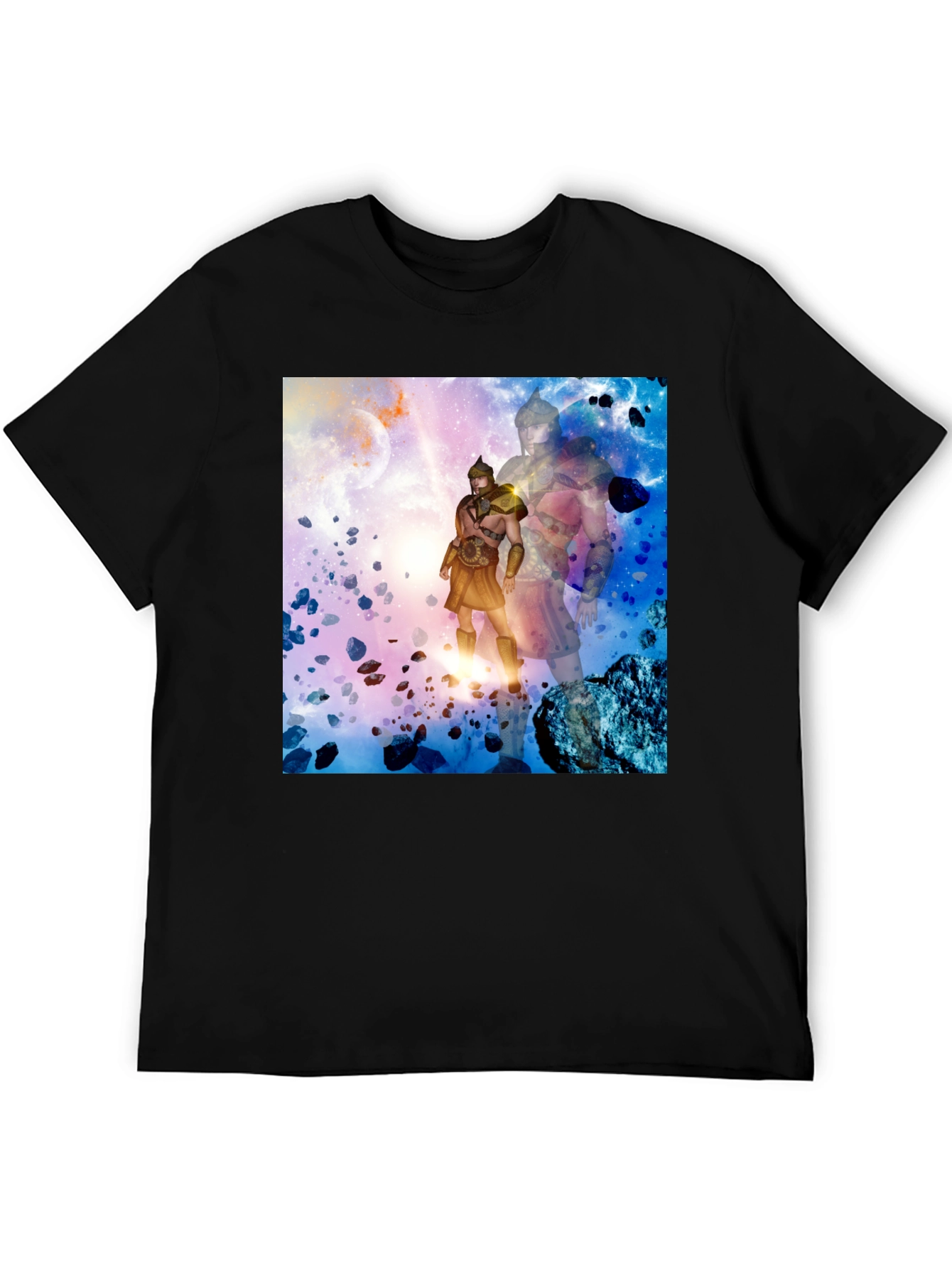 Cosmic Gladiator Graphic T-Shirt - Black