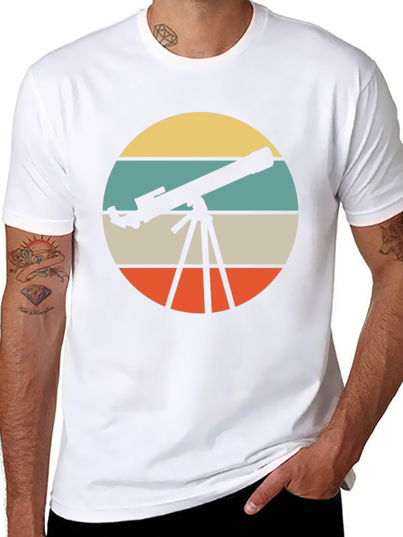 Telescope Retro Graphic T-Shirt - Astronomy Lover Tee