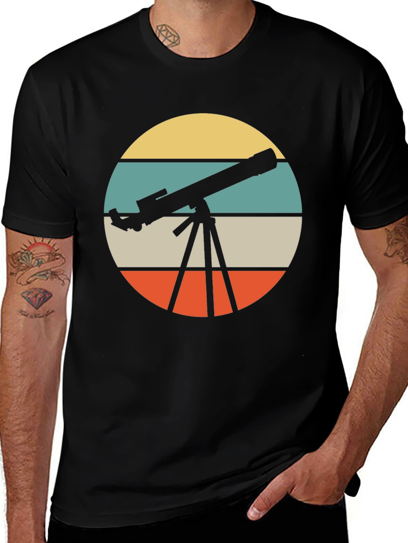 Telescope Retro Graphic T-Shirt - Astronomy Lover Tee