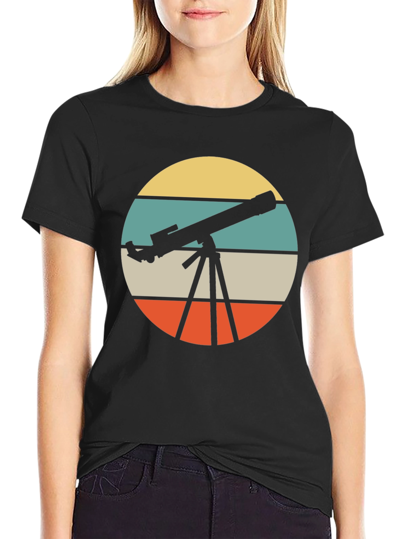 Telescope Retro Graphic T-Shirt - Astronomy Lover Tee