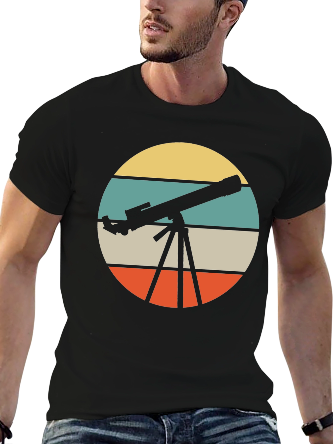 Telescope Retro Graphic T-Shirt - Astronomy Lover Tee