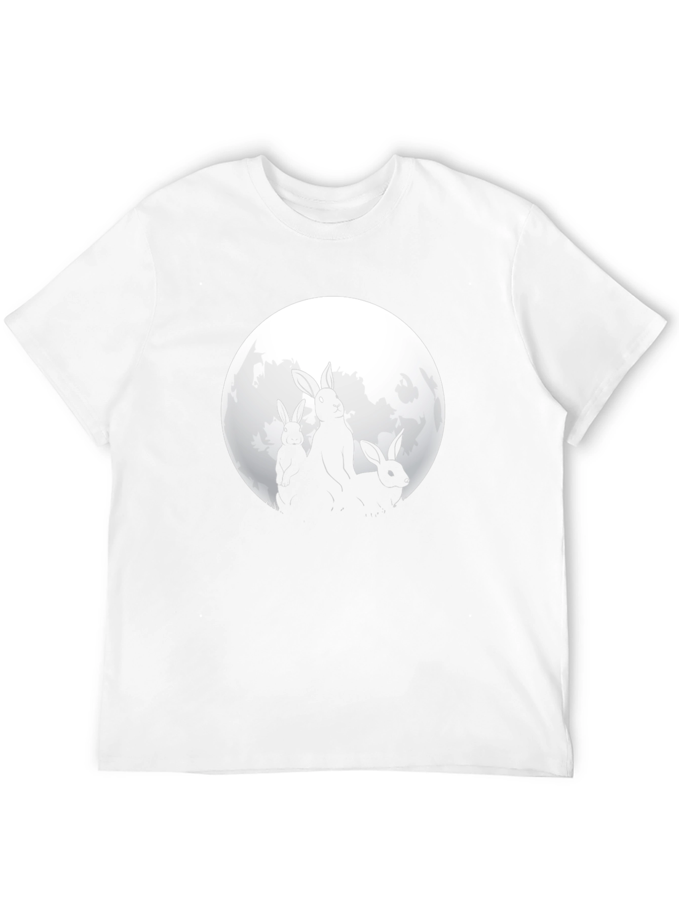 Rabbit Moon Graphic Tee - Black Cotton T-Shirt