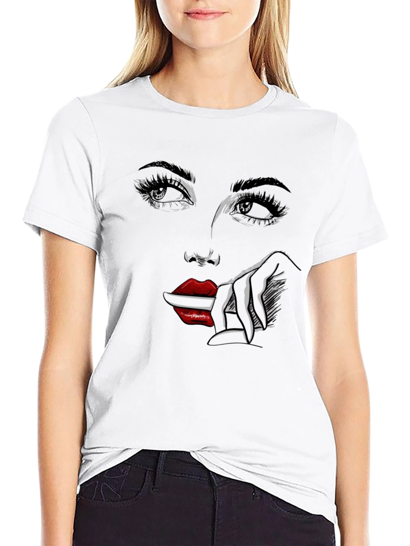 Graphic Print Tee - Woman Face Design