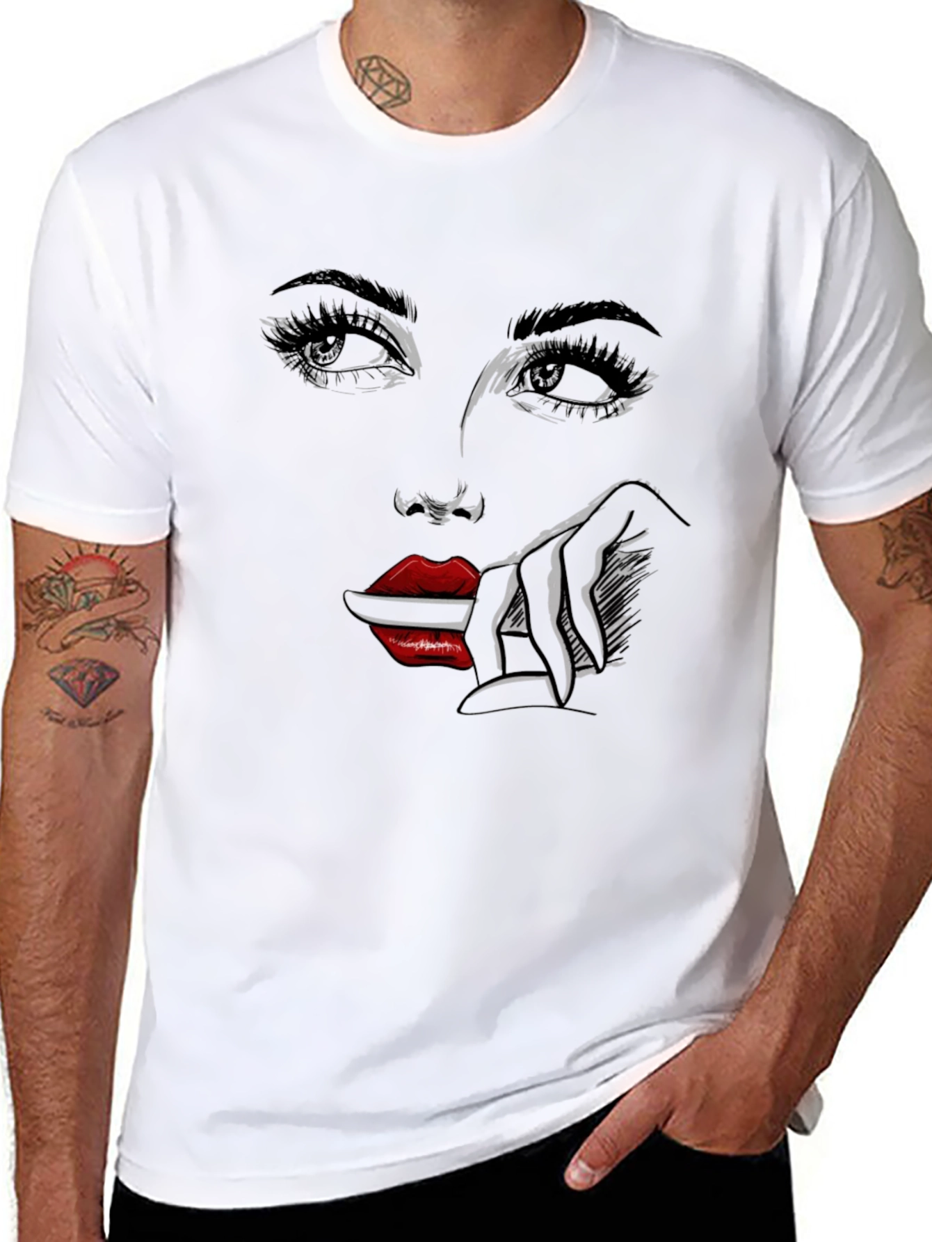 Graphic Print Tee - Woman Face Design