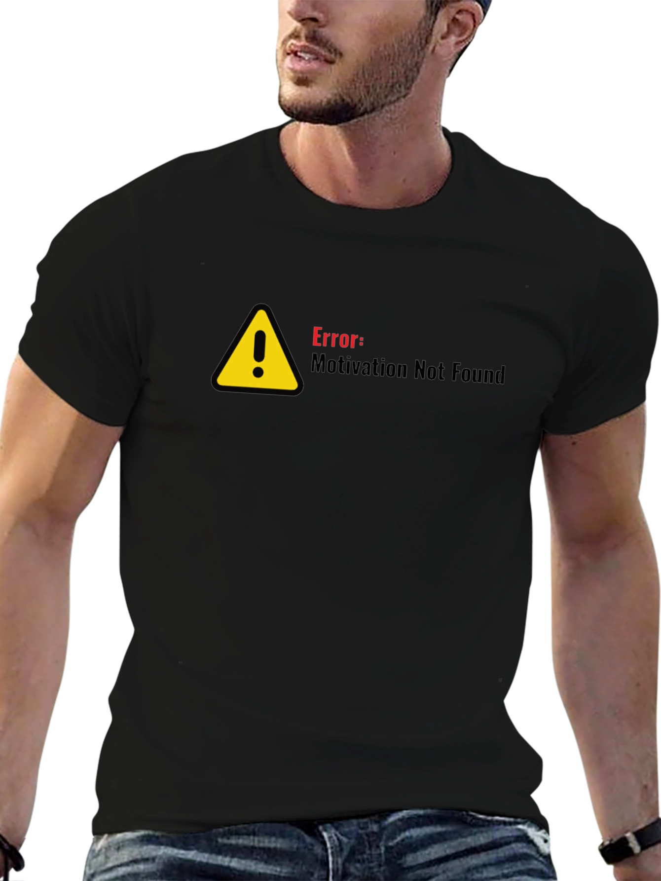 Error Motivation Not Found Black T-Shirt