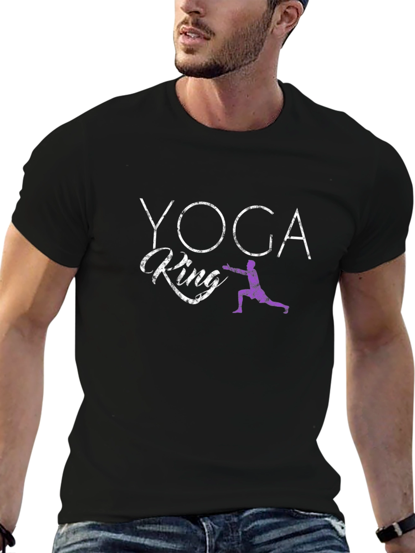 Yoga King Graphic Tee - Black Cotton T-Shirt