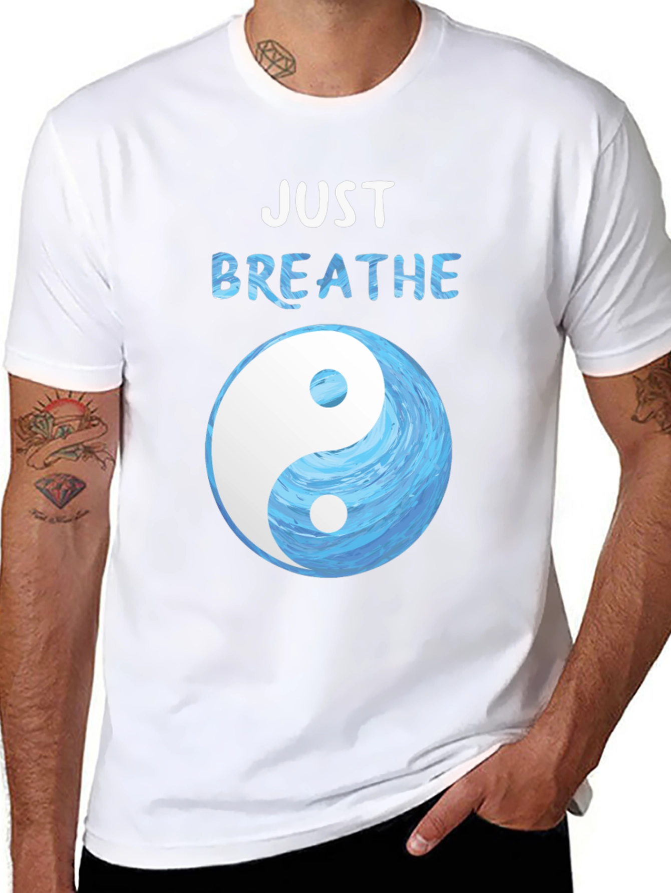 Just Breathe Yin Yang Graphic T-Shirt
