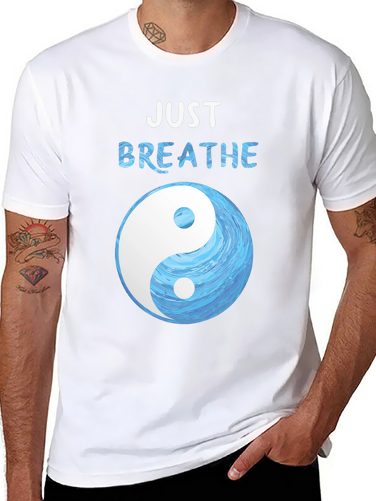 Just Breathe Yin Yang Graphic T-Shirt