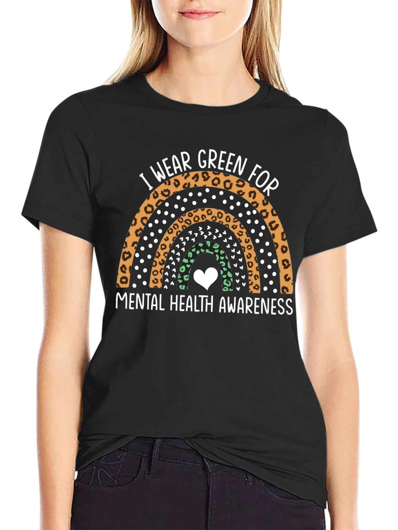 Mental Health Awareness Green Rainbow T-Shirt