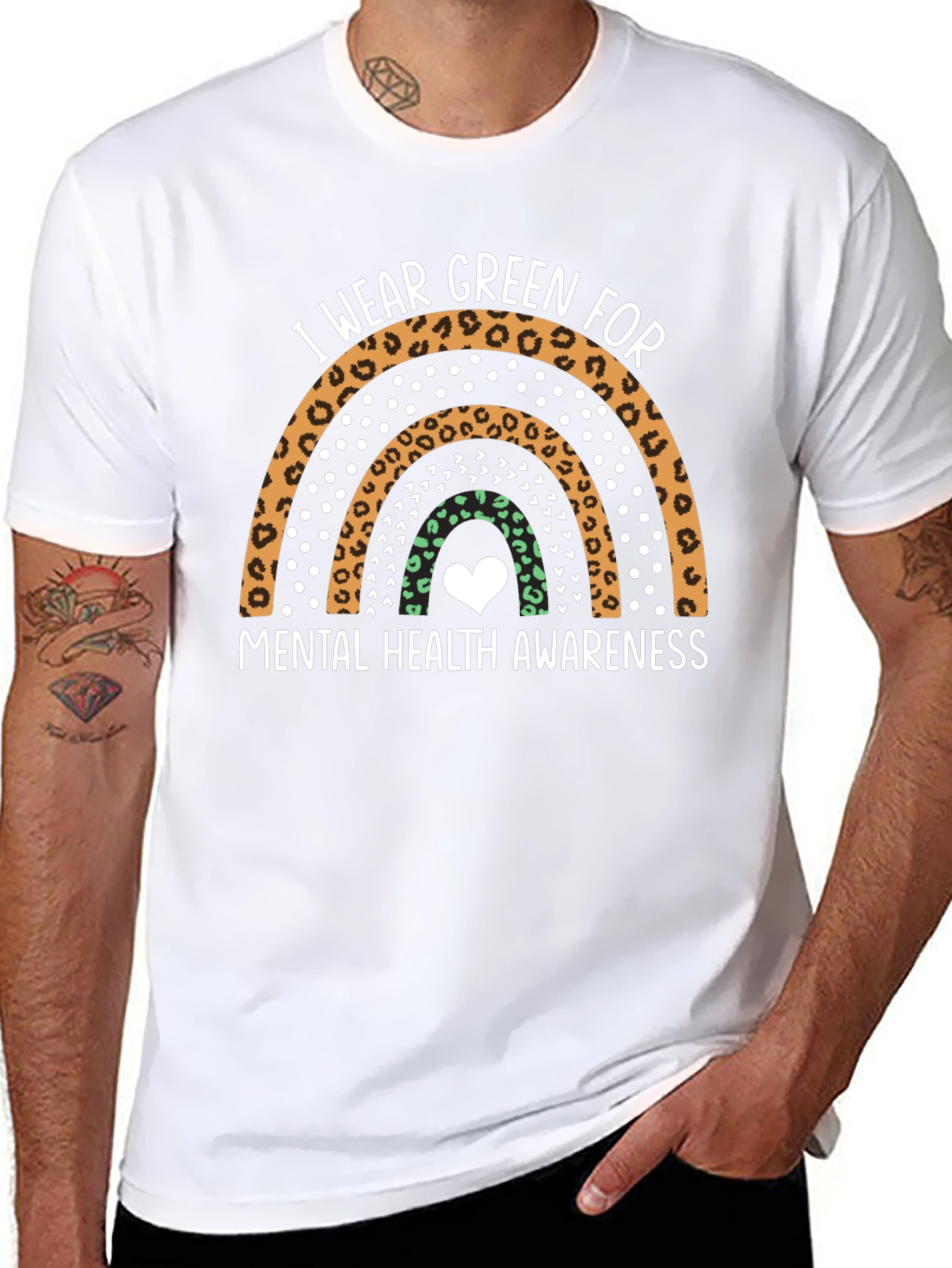 Mental Health Awareness Green Rainbow T-Shirt