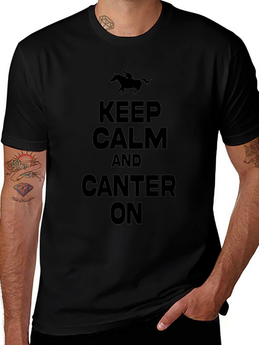 Keep Calm and Canter On Black T-Shirt