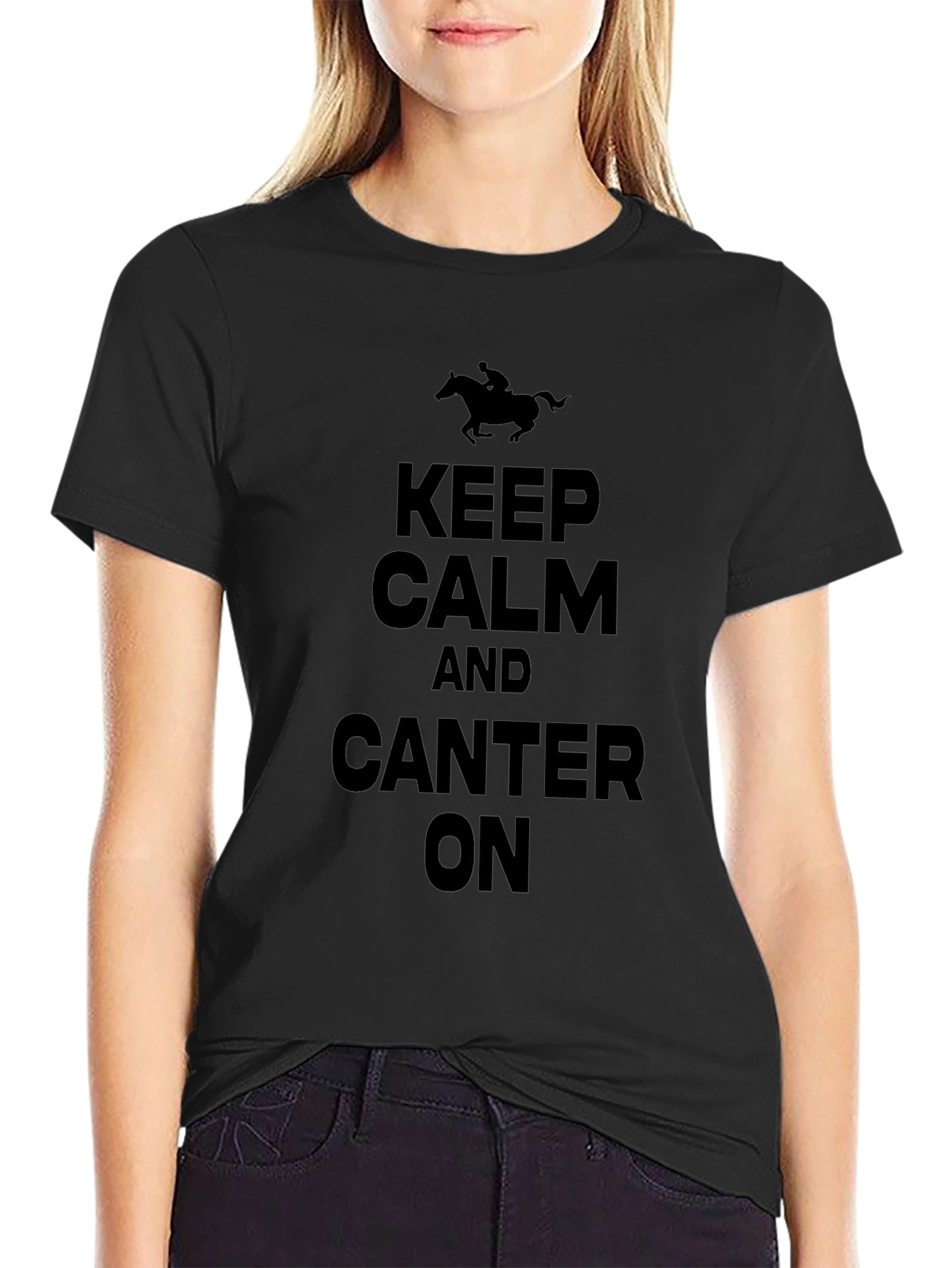 Keep Calm and Canter On Black T-Shirt