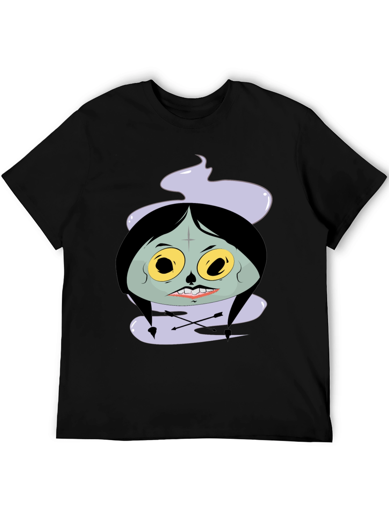 Spooky Cartoon Graphic Tee - Black