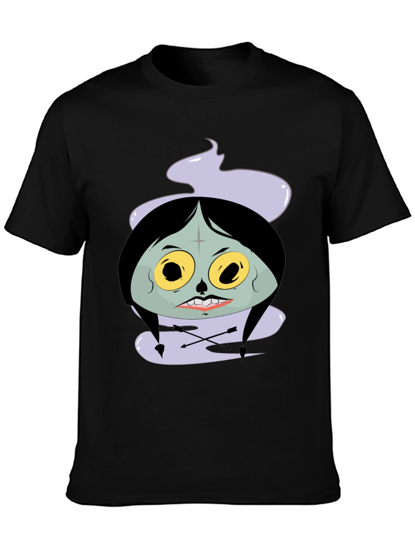 Spooky Cartoon Graphic Tee - Black