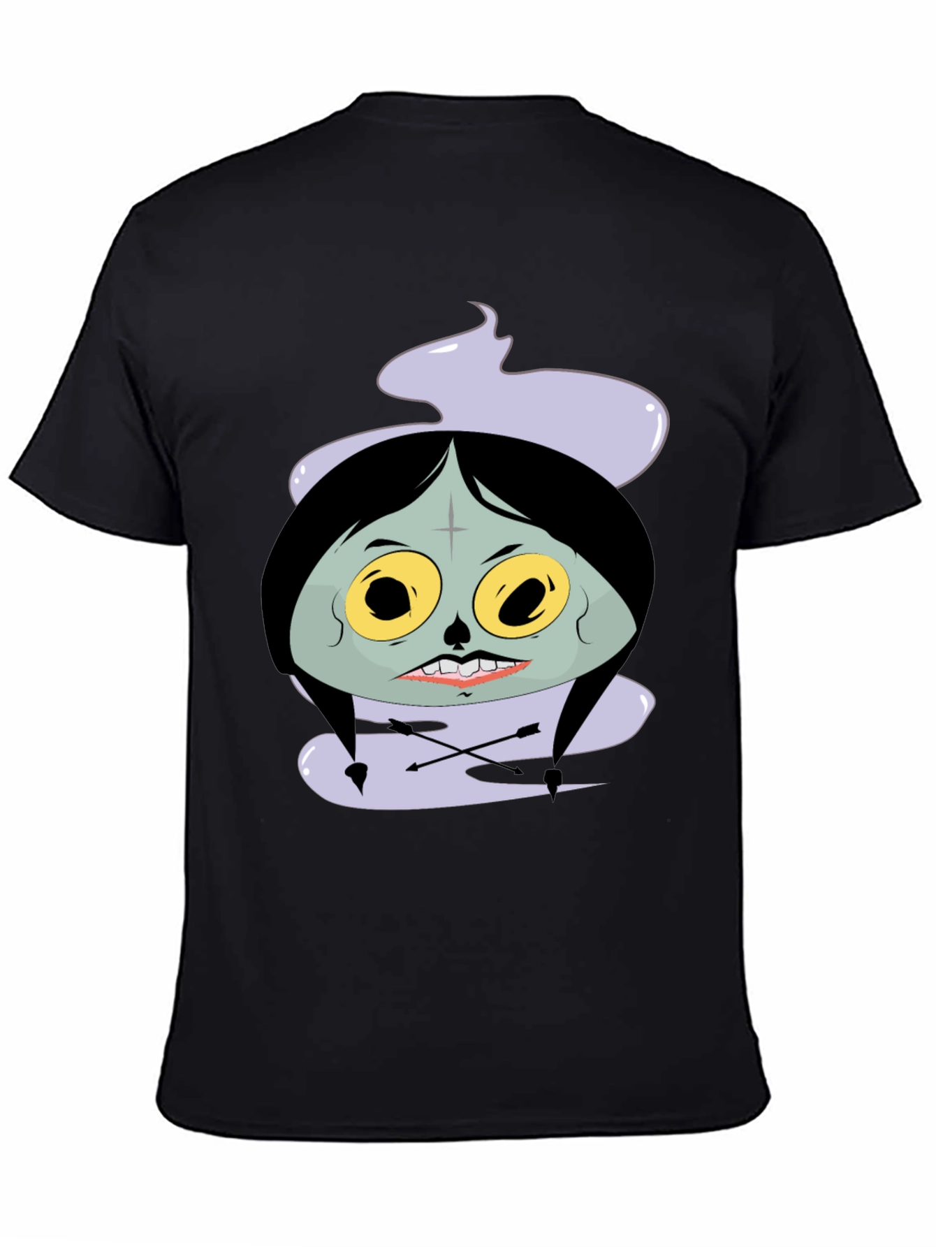 Spooky Cartoon Graphic Tee - Black