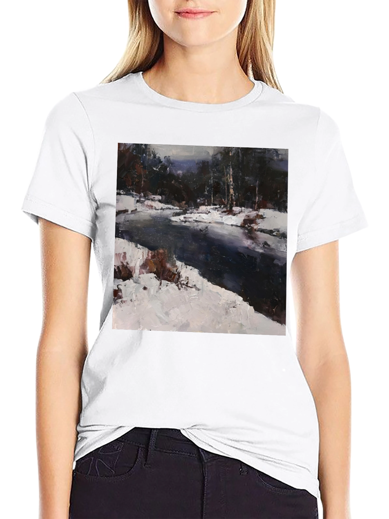 Winter River Painting T-Shirt