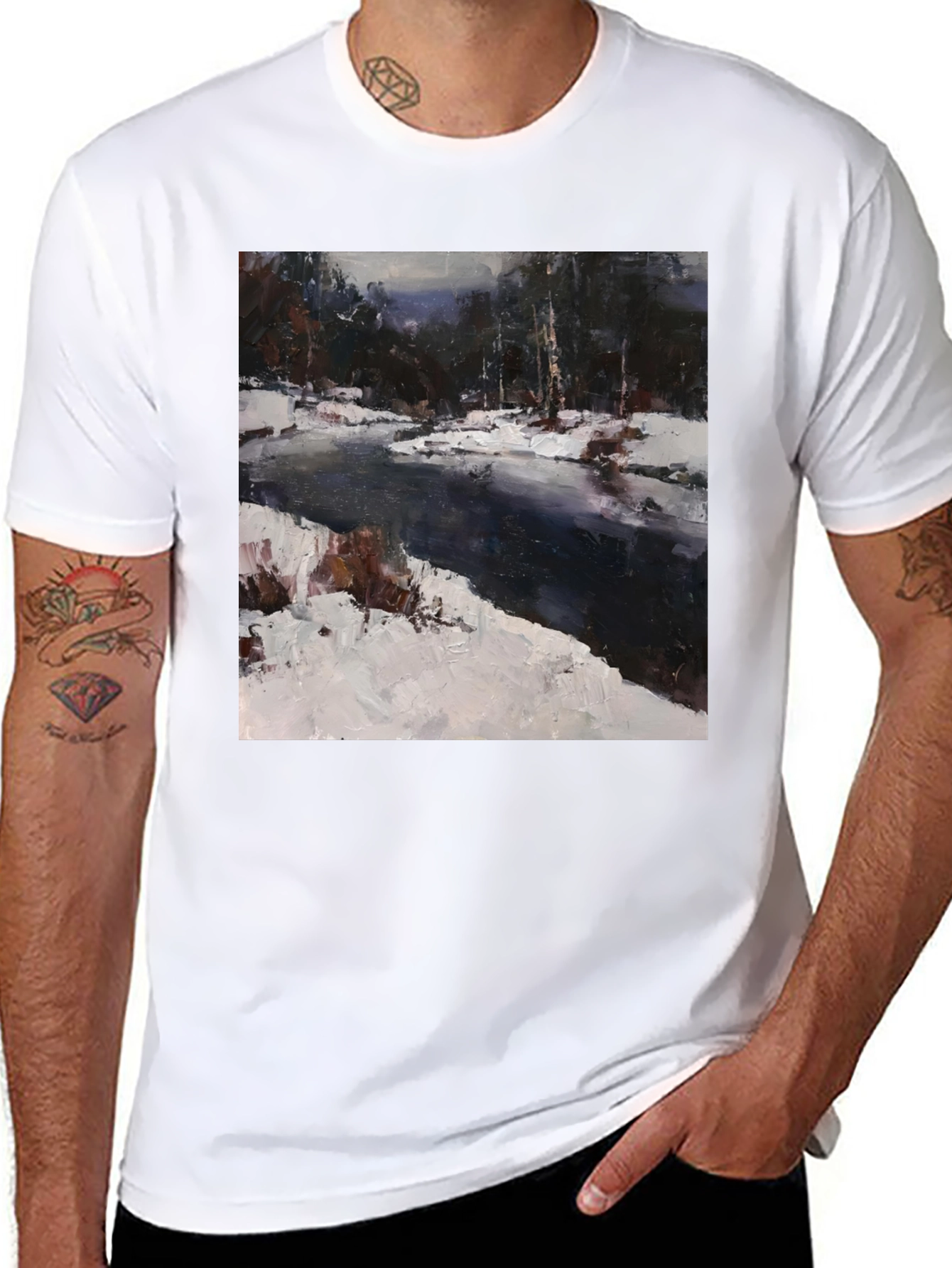 Winter River Painting T-Shirt