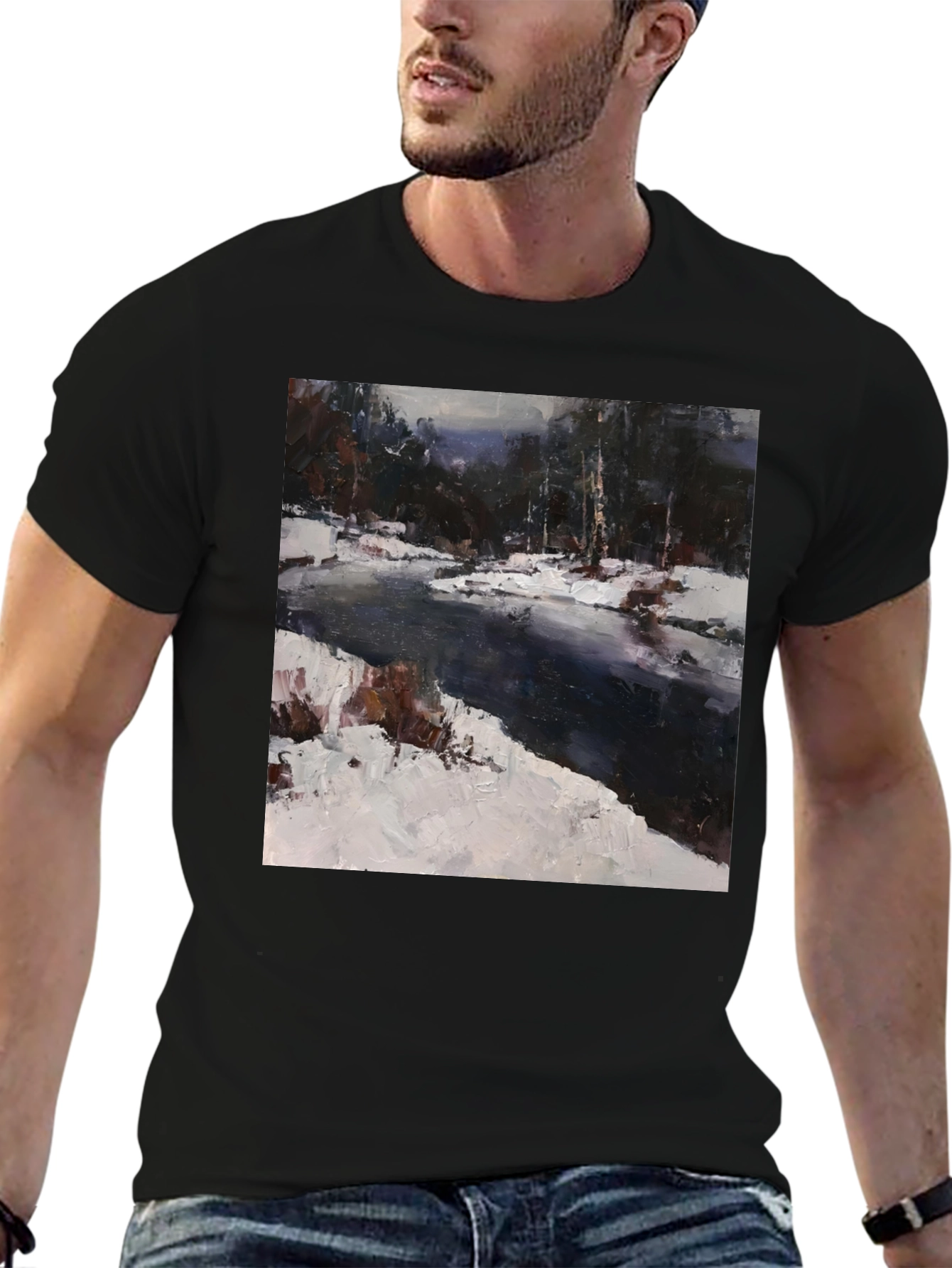 Winter River Painting T-Shirt