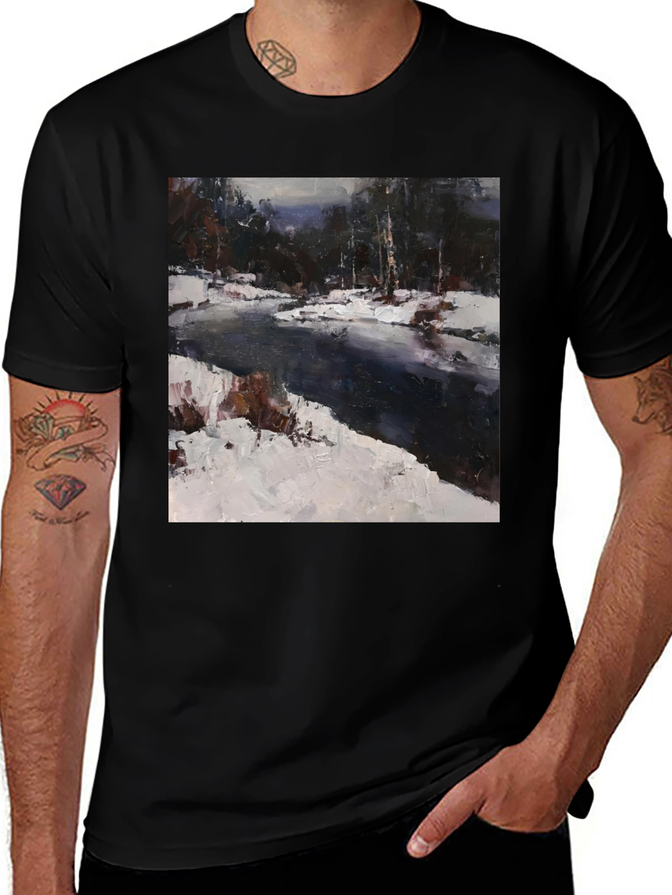 Winter River Painting T-Shirt