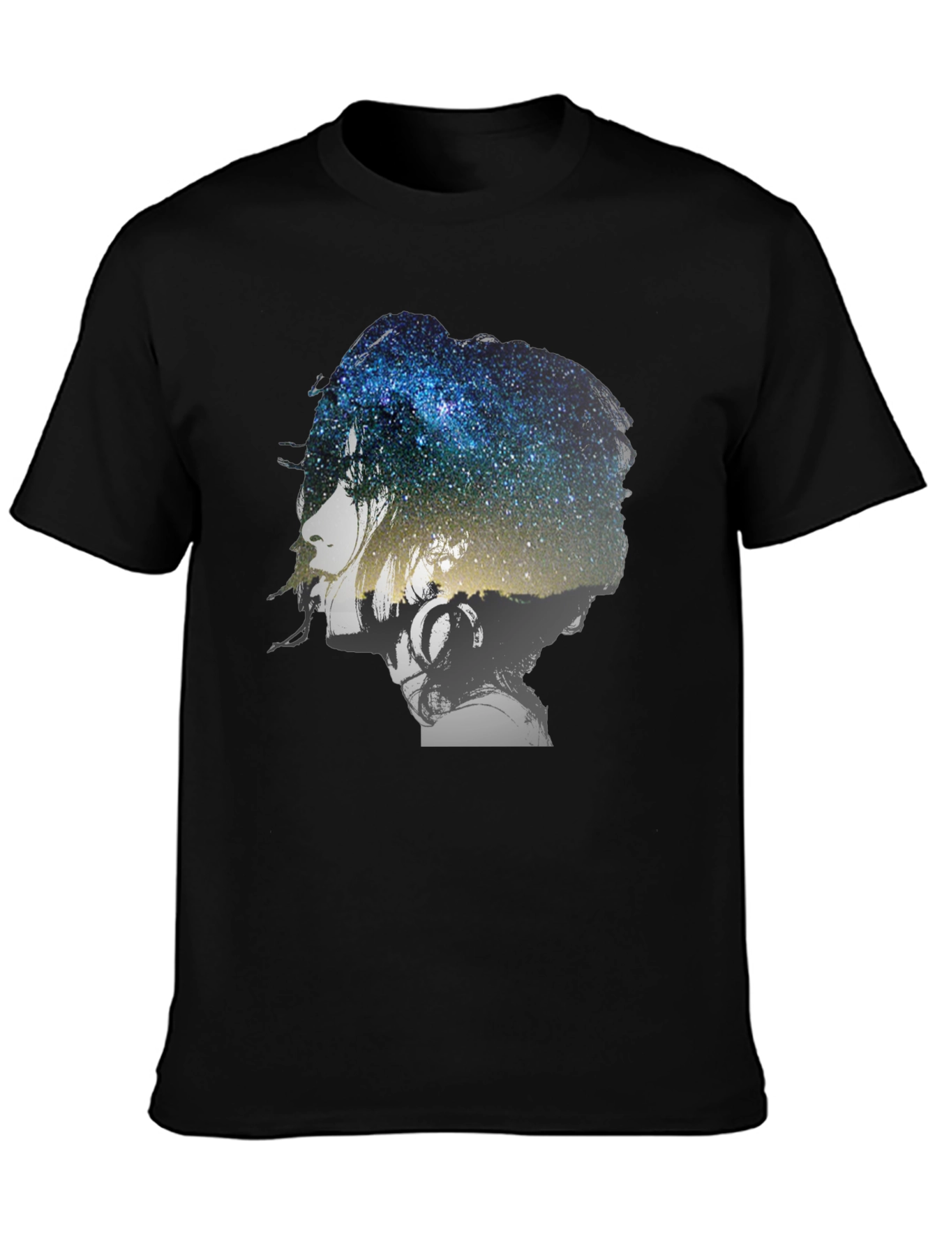 Galaxy Woman Graphic Tee - Stylish Black T-Shirt
