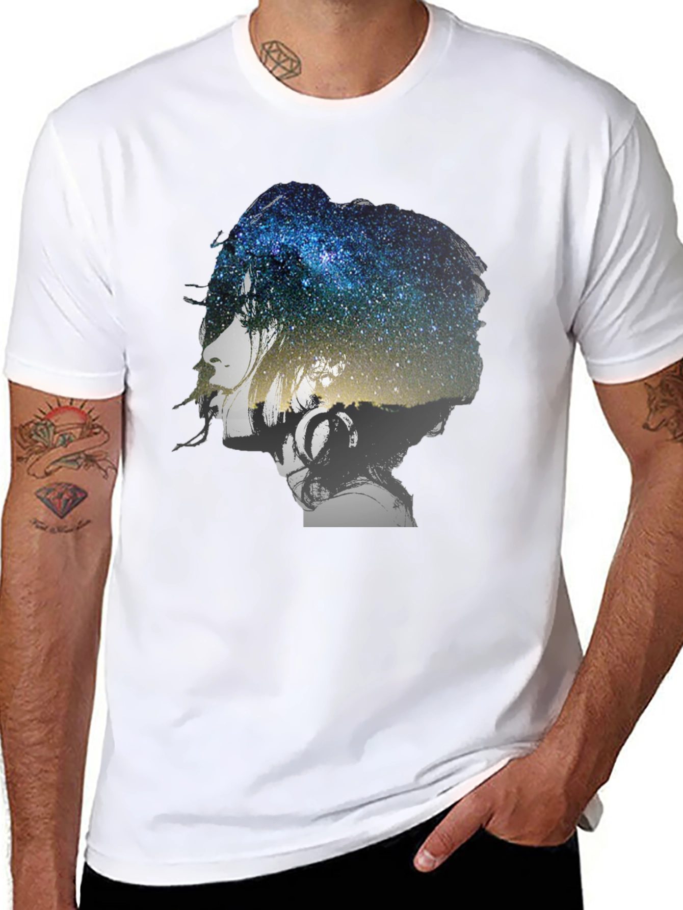 Galaxy Woman Graphic Tee - Stylish Black T-Shirt