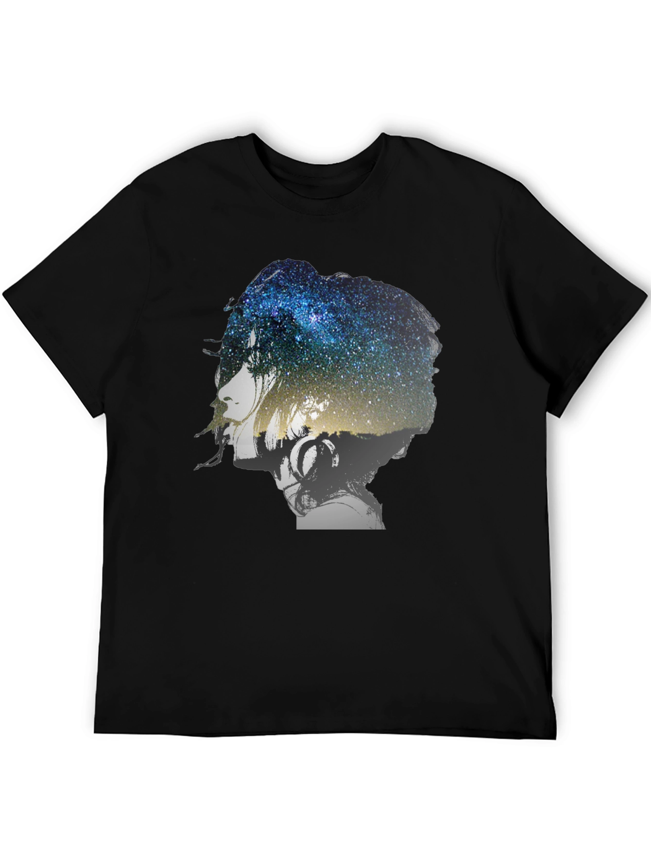 Galaxy Woman Graphic Tee - Stylish Black T-Shirt