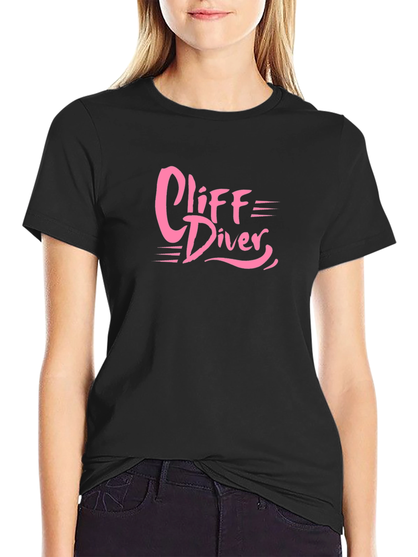 Cliff Diver Graphic Tee - Bold Pink Design