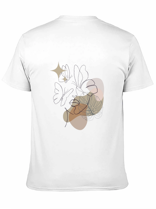 Abstract Line Art Graphic Tee - Stylish Black T-Shirt