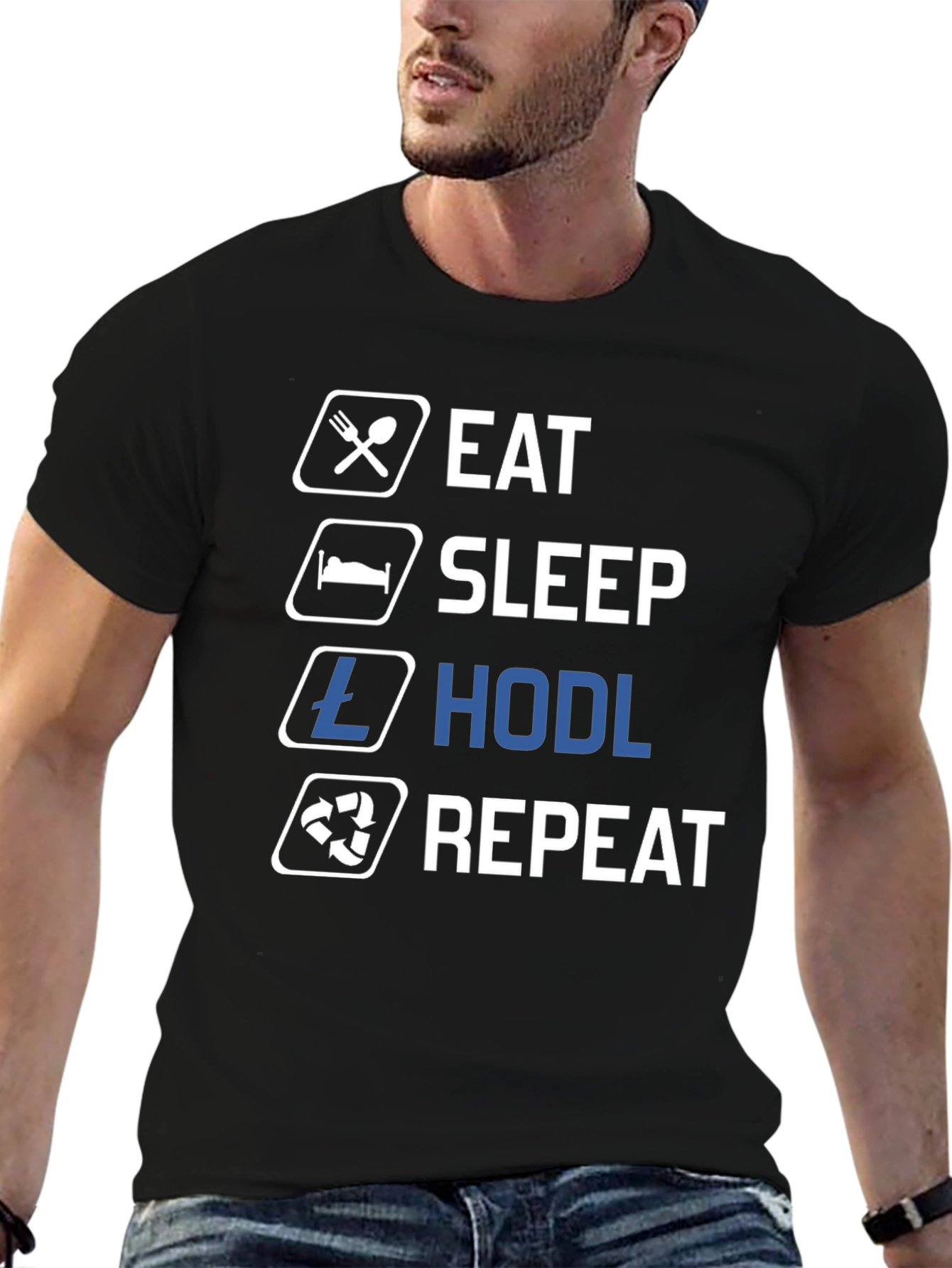 Eat Sleep Hodl Repeat Black T-Shirt