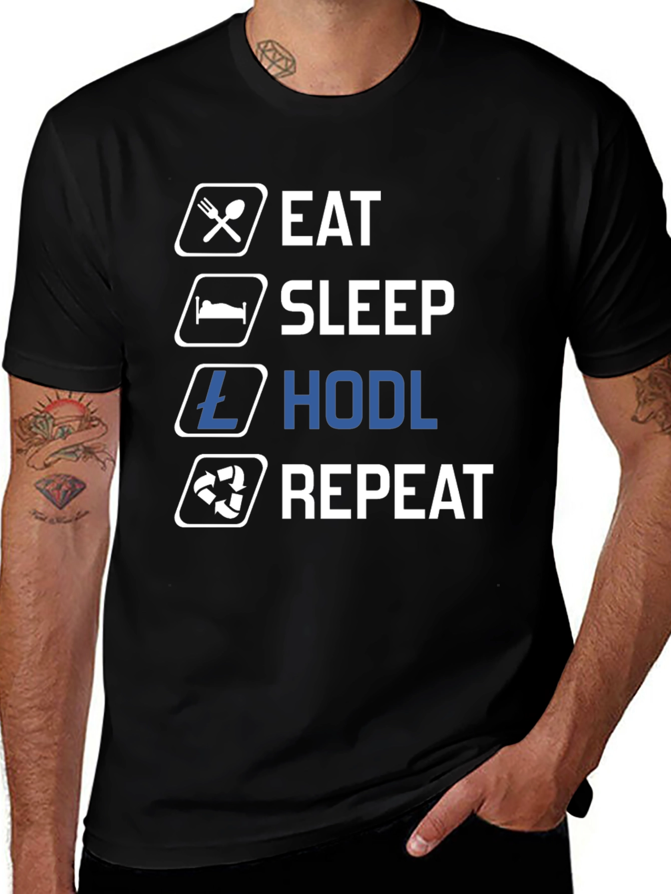 Eat Sleep Hodl Repeat Black T-Shirt