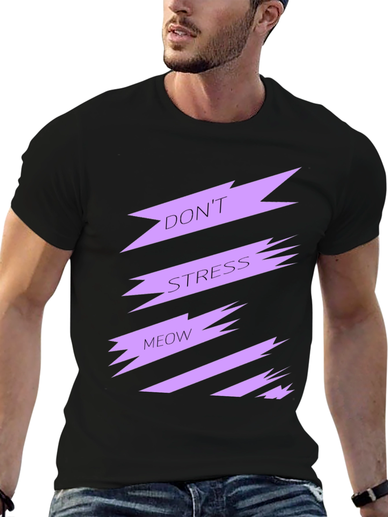 Dont Stress Meow Black Graphic Tee
