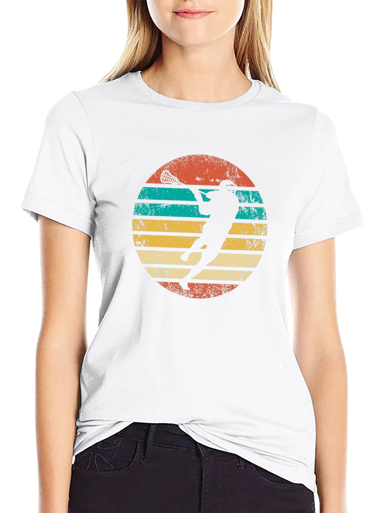 Retro Lacrosse Sunset Graphic Tee