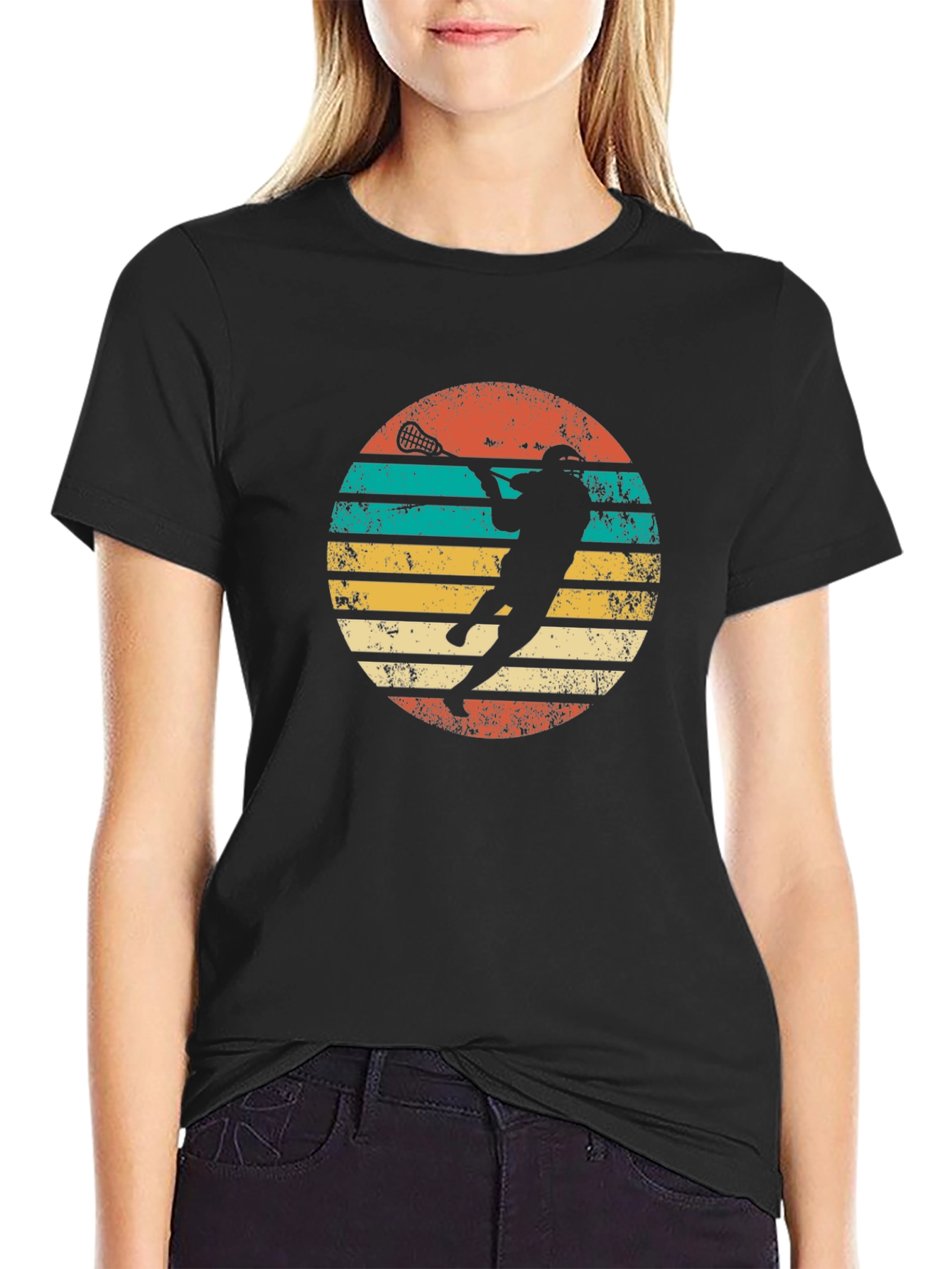 Retro Lacrosse Sunset Graphic Tee