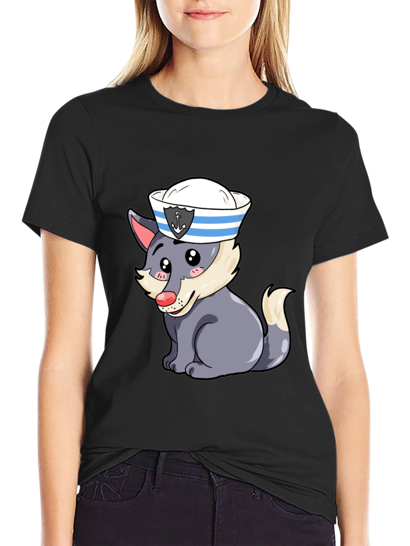 Cartoon Sailor Wolf Graphic Tee