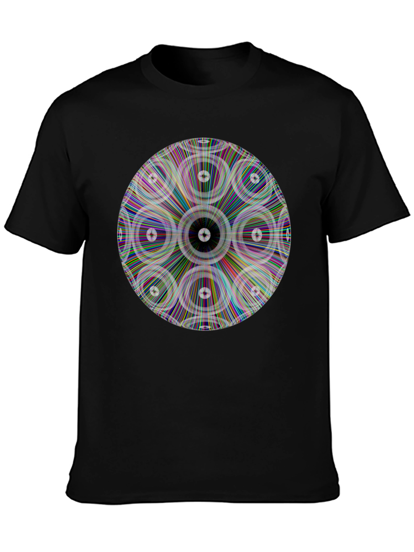 Psychedelic Circle Graphic Print Black T-Shirt
