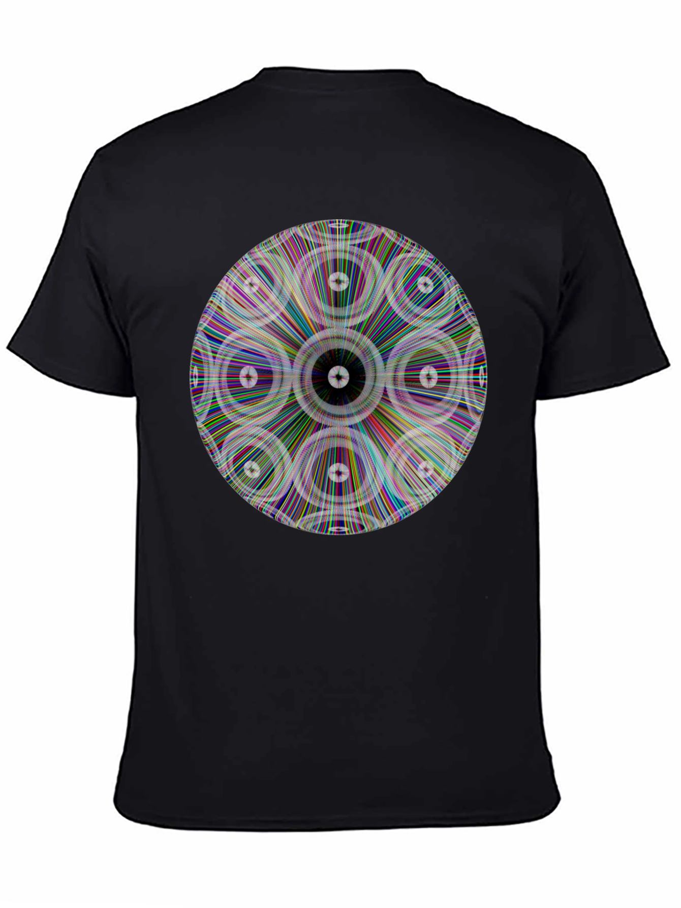 Psychedelic Circle Graphic Print Black T-Shirt