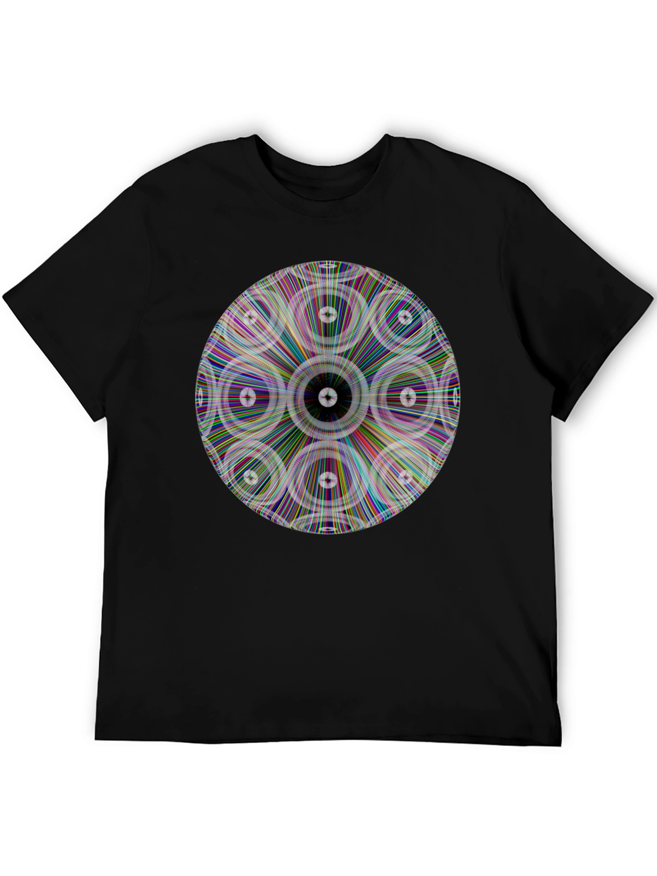 Psychedelic Circle Graphic Print Black T-Shirt