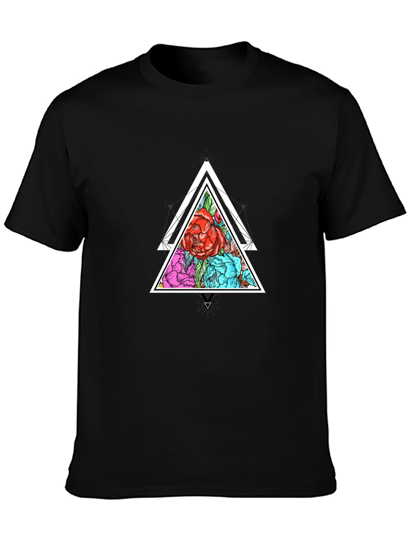 Geometric Floral Triangle Graphic Tee