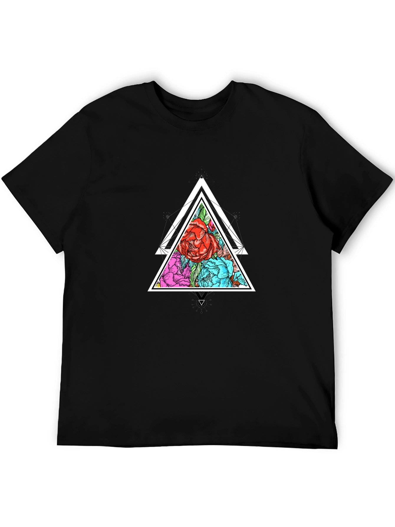 Geometric Floral Triangle Graphic Tee