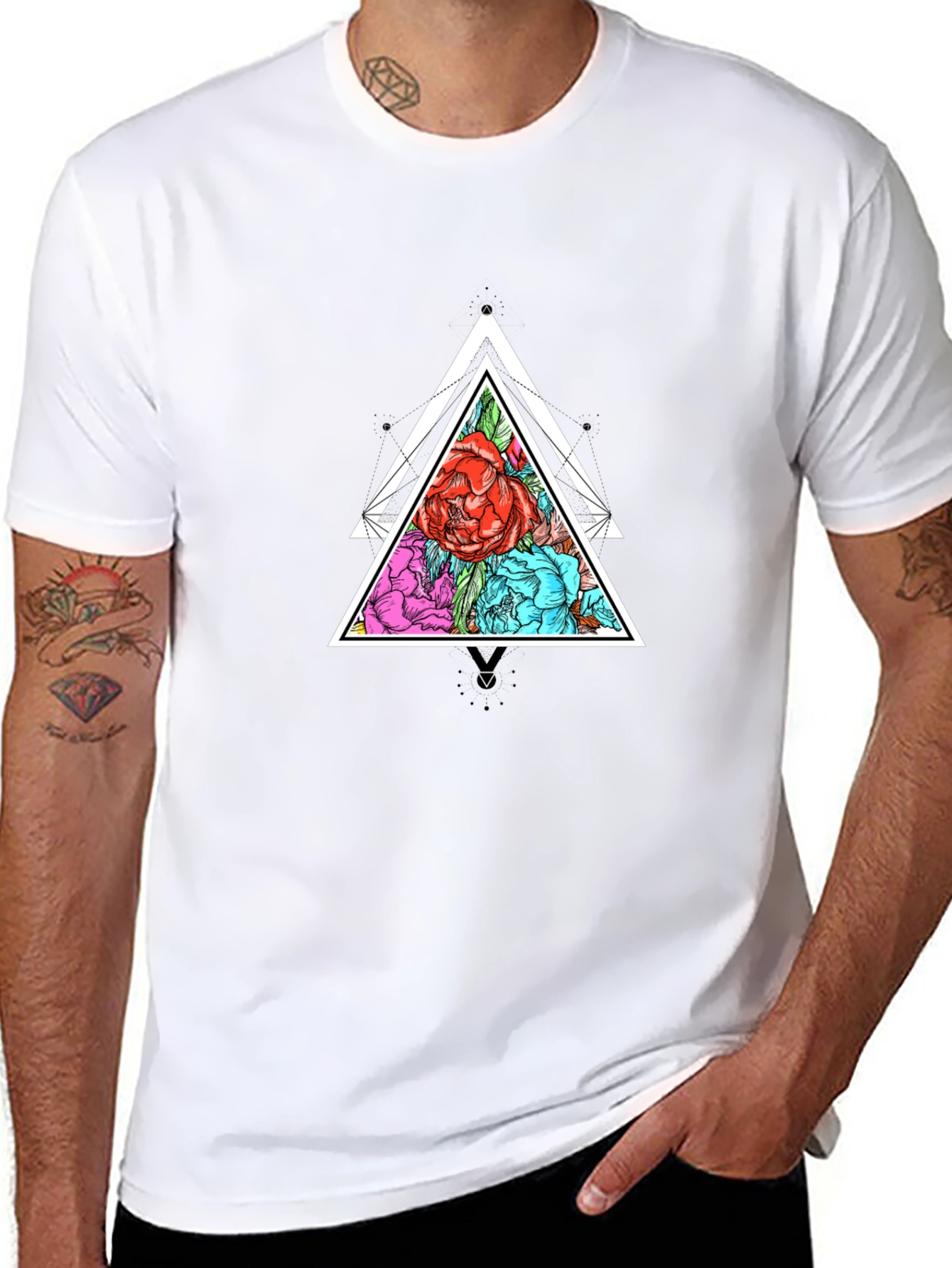 Geometric Floral Triangle Graphic Tee