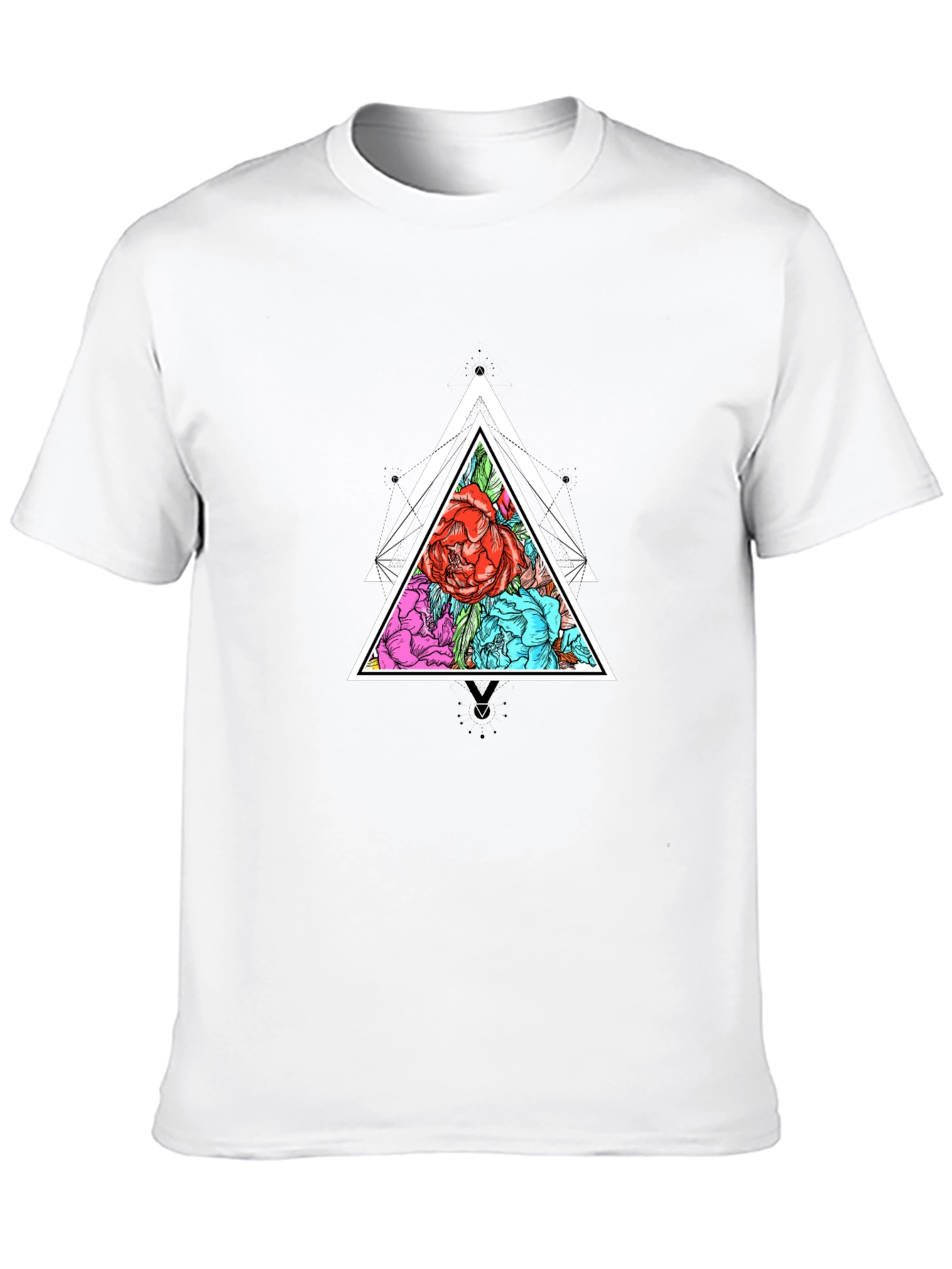 Geometric Floral Triangle Graphic Tee