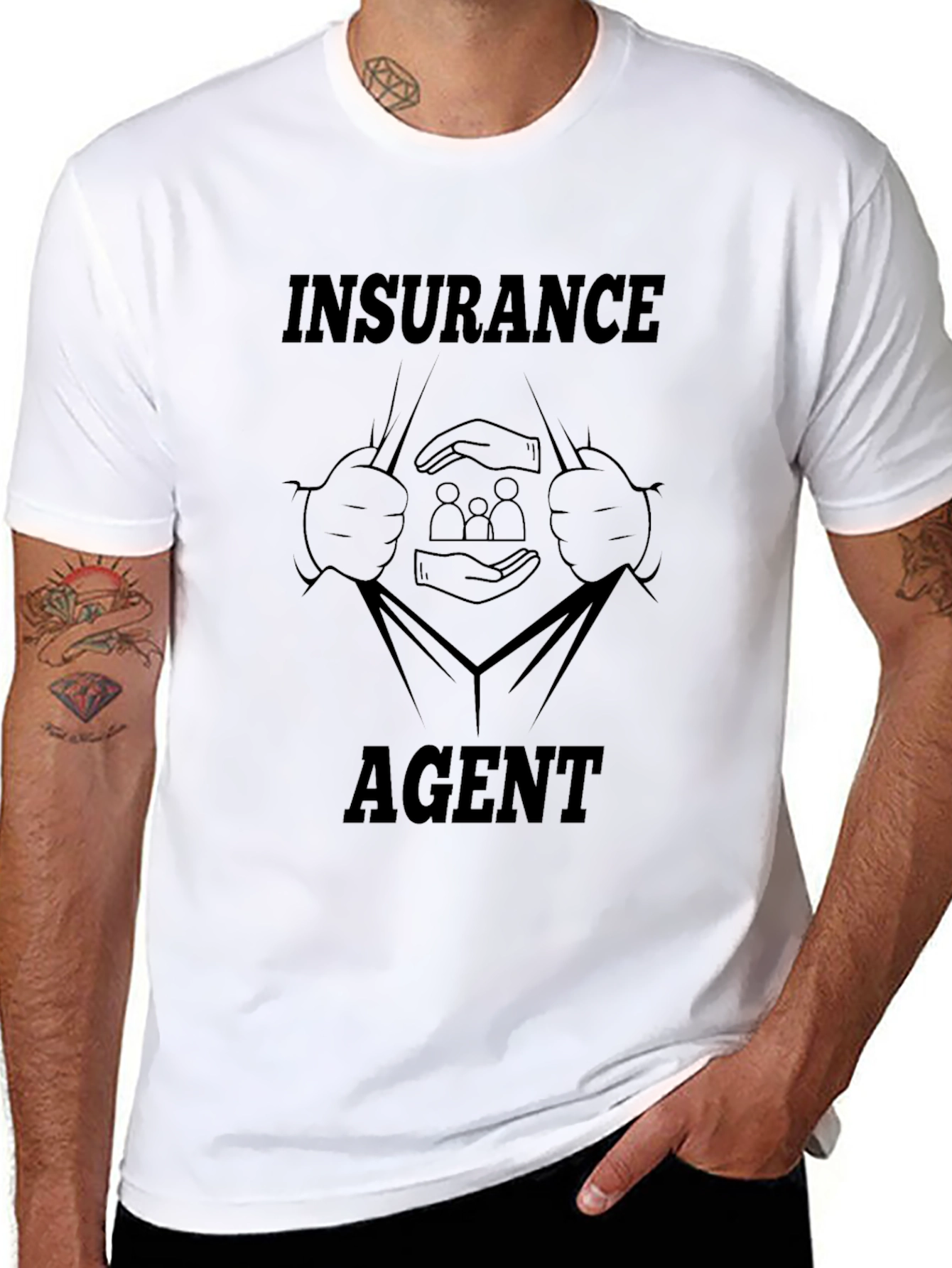 Insurance Agent Superhero Black T-Shirt