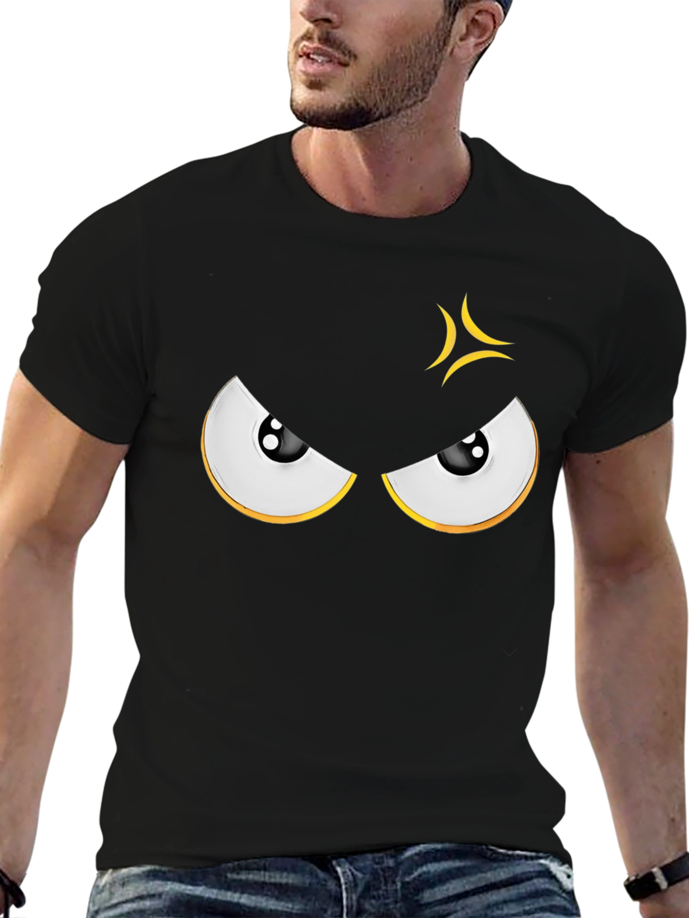 Angry Eyes Graphic Black T-Shirt