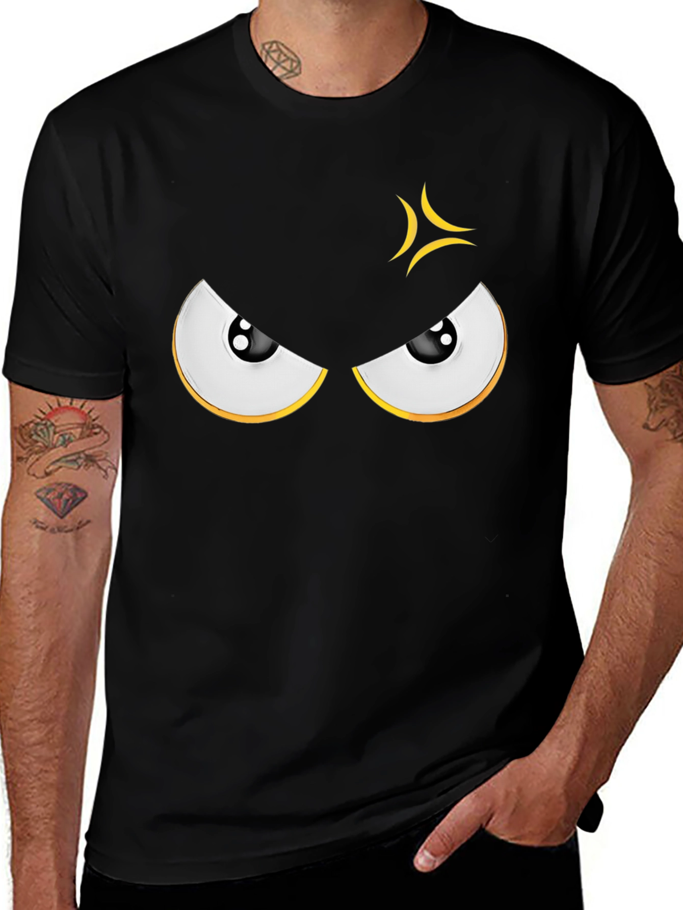 Angry Eyes Graphic Black T-Shirt
