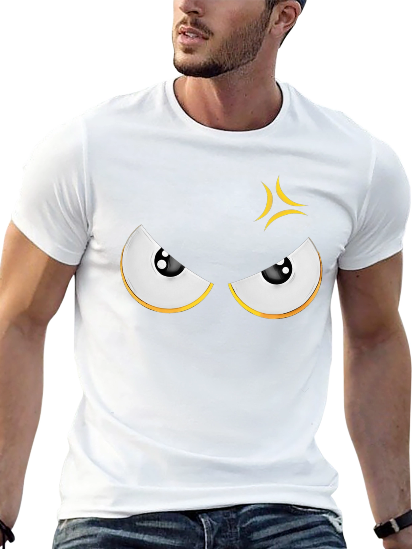 Angry Eyes Graphic Black T-Shirt